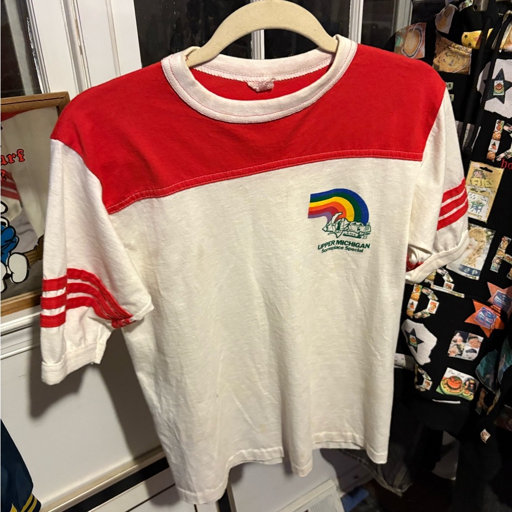 Alo Yoga Red and White Top